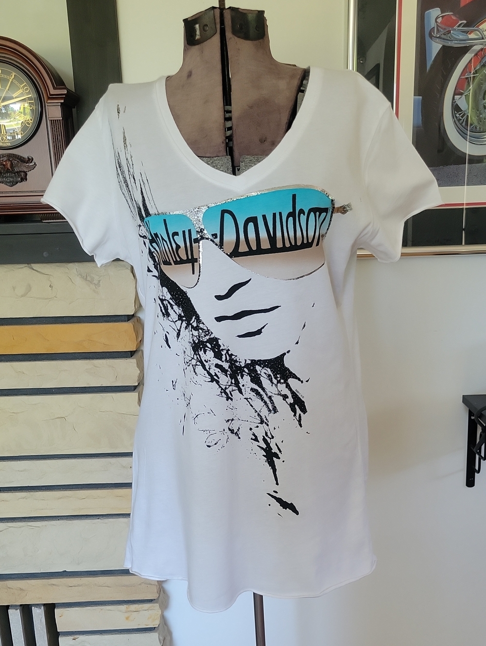 Harley-Davidson Top Large White/Blue